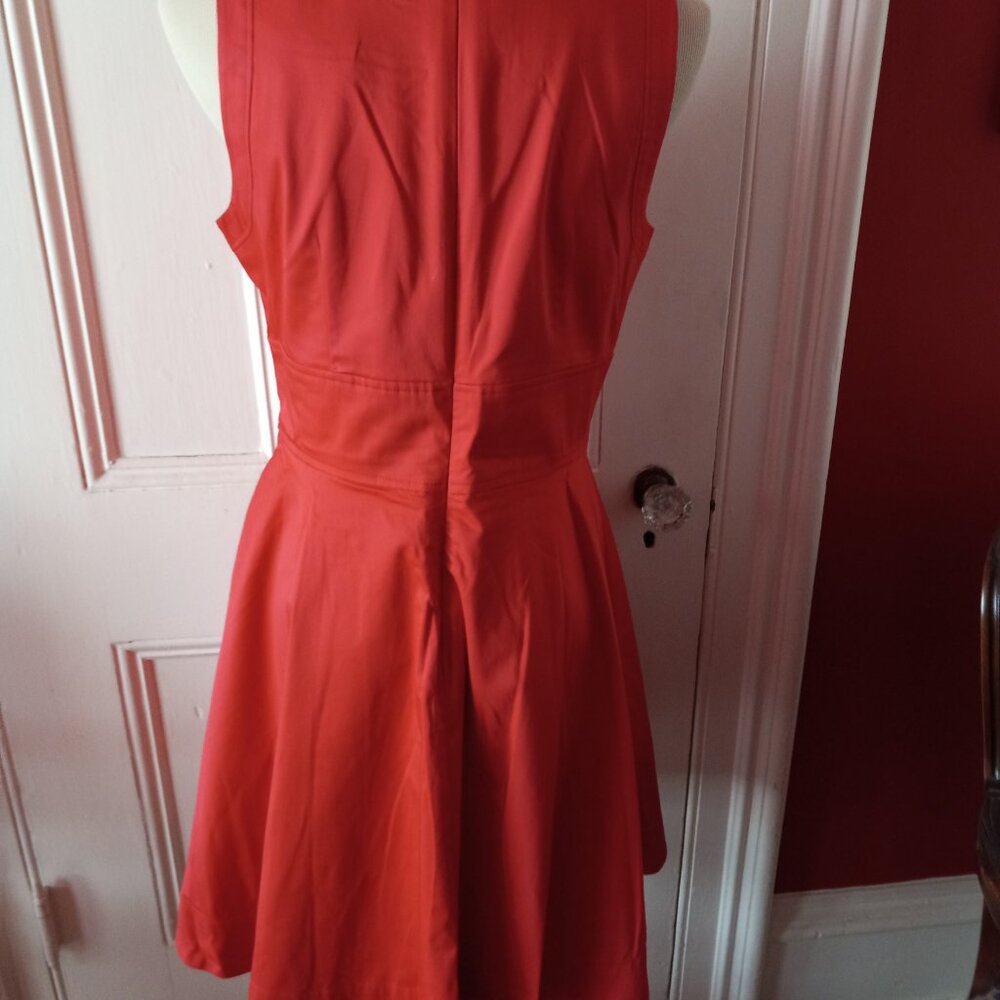 FRENCH CONNECTION DEEP CORAL COTTON SLEEVELESS DRESS NEW NWOT 8 - Picture 5 of 11